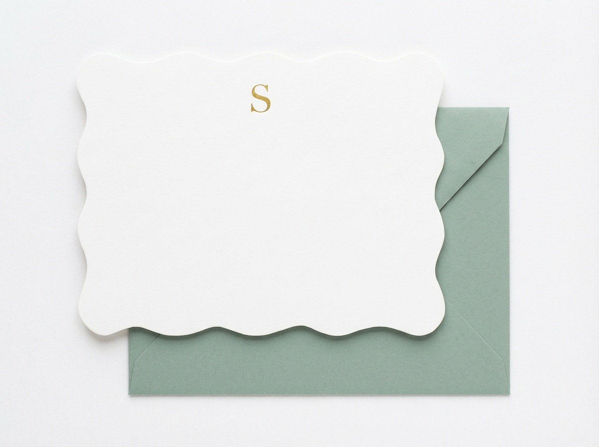 Scalloped Monogram Notecard Envelope Sets